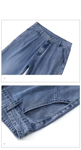 Men's Thin Soft Jeans, Mid-Rise Straight Casual Wide-Leg Pants Zipper Street Jeans3