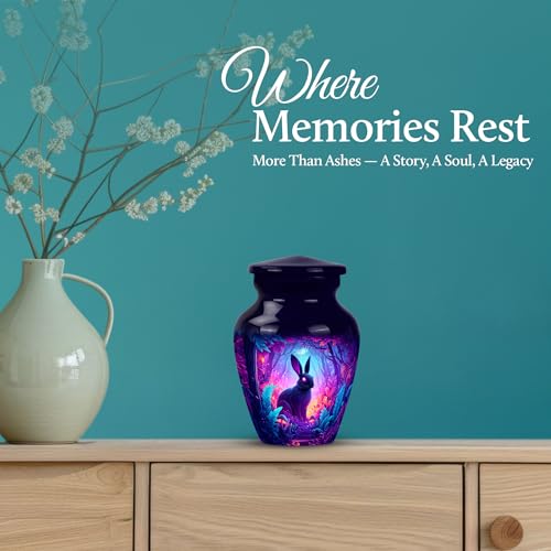 Image of Rabbit Urn - Funeral Urn for Ashes - 3 Inch - Pack of 2 - Cremation Urns - Ash Keepsakes for Human Ashes - Decorative Urns for Adult Male & Female