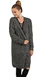 Umgee Women's Heathered Open Front Long Cardigan Sweater with Pockets (Small, Charcoal)