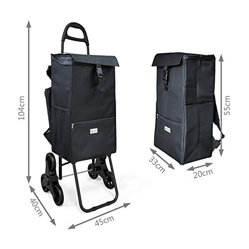 VOUNOT Einkaufstrolley Treppensteiger mit Kühlfach, Einkaufswagen Klappbar mit 3 Räder, 40 L,...