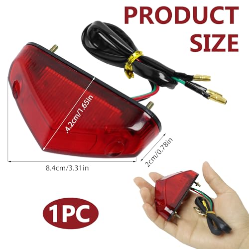 EuAcesry Rücklicht für Motorrad, Bremslicht für Nummernschild, Motorrad, Bremsleuchte hinten, ATV Dirt Bike Scooter, Zubehör für die Modifikation der - Gehäuse rot