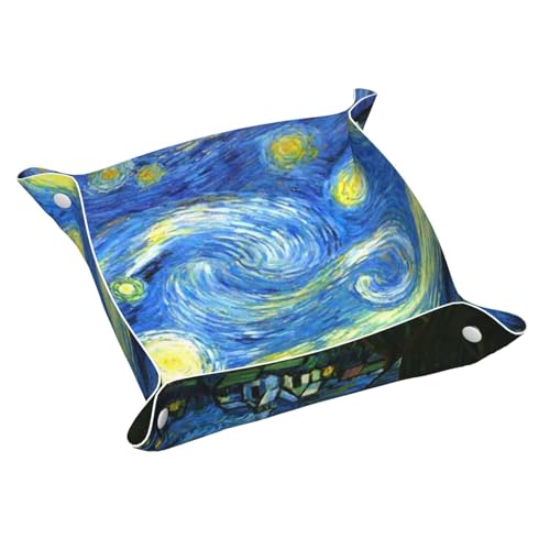Mount Hour Starry Leather Storage Tray for Men Women, Sky Style Bedside Tray for Home Decor Gifts