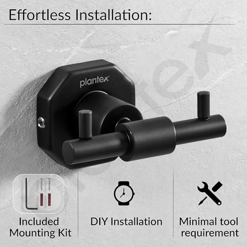 Image of Plantex 304 Grade Stainless Steel Robe Hook /Cloth Holder /Towel Hanger /Bathroom Accessories - Nipron (Black)
