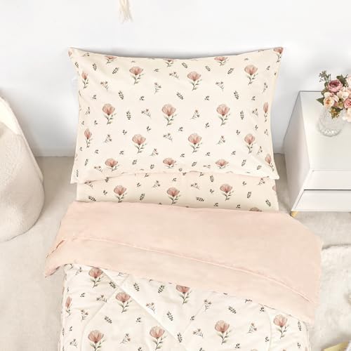 Image of SWESEN Toddler Bedding Set for Boys, Blue Space Toddler Boy Bedding Set, Soft & Lightweight 4 Piece Toddler Comforter Sets Include Comforter, Flat Sheet, Fitted Sheet, Pillowcase, Floral