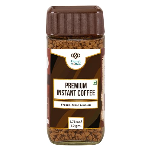 Image of Planet Coffee | PREMIUM Coffee | 50 Gms Jar | Pure Arabica | Freeze-Dried Instant Coffee | No Added Sugar | Makes 25 Cups | Medium Roast | Unflavoured Coffee