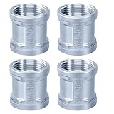 BieMian 4 Stück Doppelnippel 3/4 Zoll IG/IG, Edelstahl V2A Doppelmuffe, Innengewinde Verbindungsstück für Wasserleitung und Heizungsanschluss