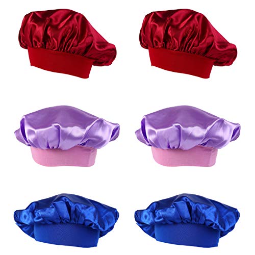 PIXNOR 6 Pcs Tampas de Sono BonÃ© de Cetim ChapÃ©u SalÃ£o Cap Perda de Cabelo ChapÃ©u Tampa da CabeÃ