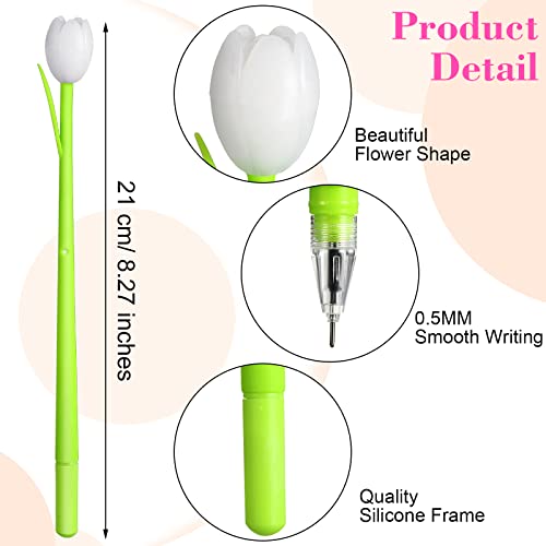36 Pack Color Changing Flower Pens Creative Plant Ballpoint Cute Pens Tulip Aesthetic Fun Ballpoint Valentines Day Gifts Party Favor Decor for School Home Office Stationery Store Kids 0.5 mm Black Ink