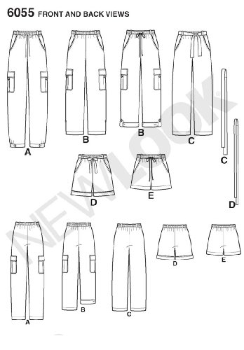 New Look 6055 Misses' Pants And Shorts Sewing Pattern, Size A (6-8-10-12-14-16) #TOP2