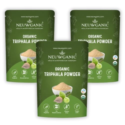 Image of Organic Triphala Powder - 200 Gm - India Organic and USDA Certified - Triphala Churna Powder - Quick Acidity & Gas Relief - Pack of 3
