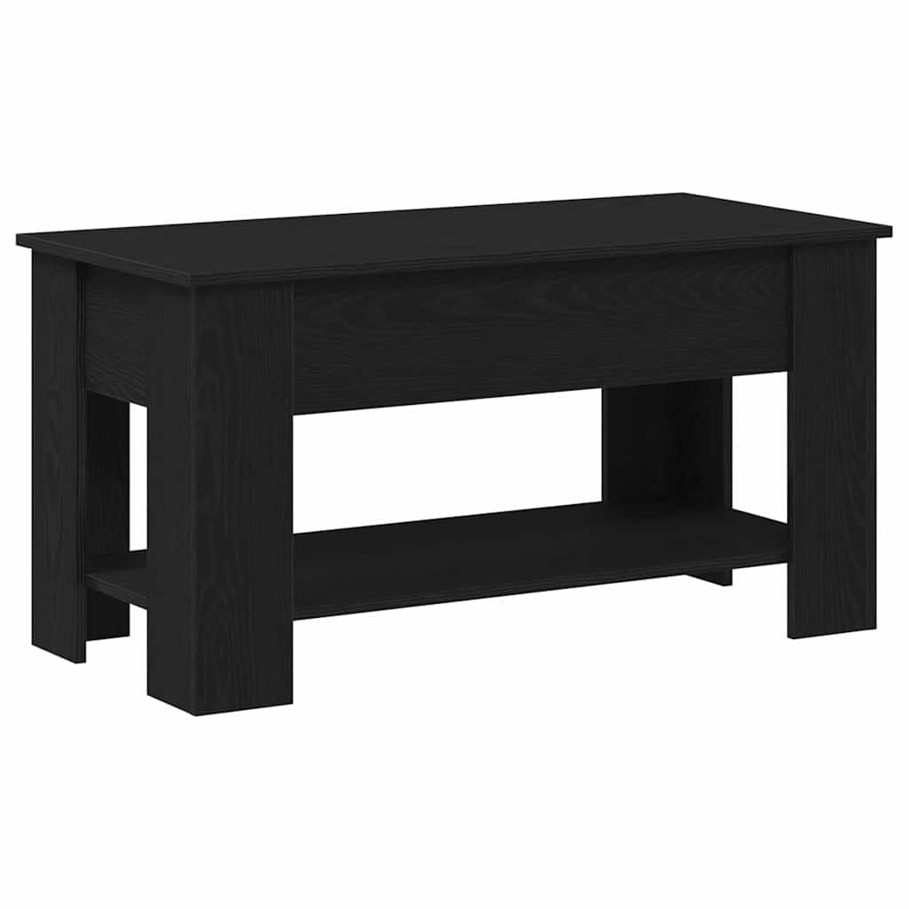 Mesa de centro de roble negro 101 × 49 × 52 cm, estantería, madera, patas ajustables en altura, moderna, salón, dormitorio y oficina