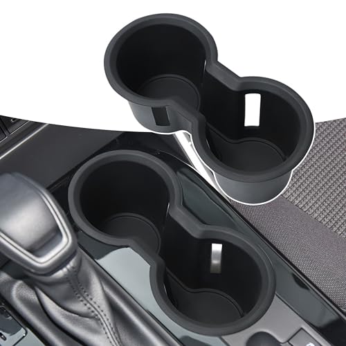 Cup Holder for 2020-2024 Toyota Highlander Center Console Cup Holder Insert Silicone Protector Mat Pad Cupholder Coaster Liner for 2021 2022 2023 Highlander Interior Decoration Accessories Black