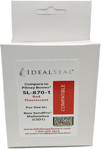 Miniatura 4 de IDEALSEAL Nueva tinta de franqueo de repuesto para cartucho de tinta roja SL-870-1 para la nueva estación de correo SendPro (CSD1) (paquete de 2)