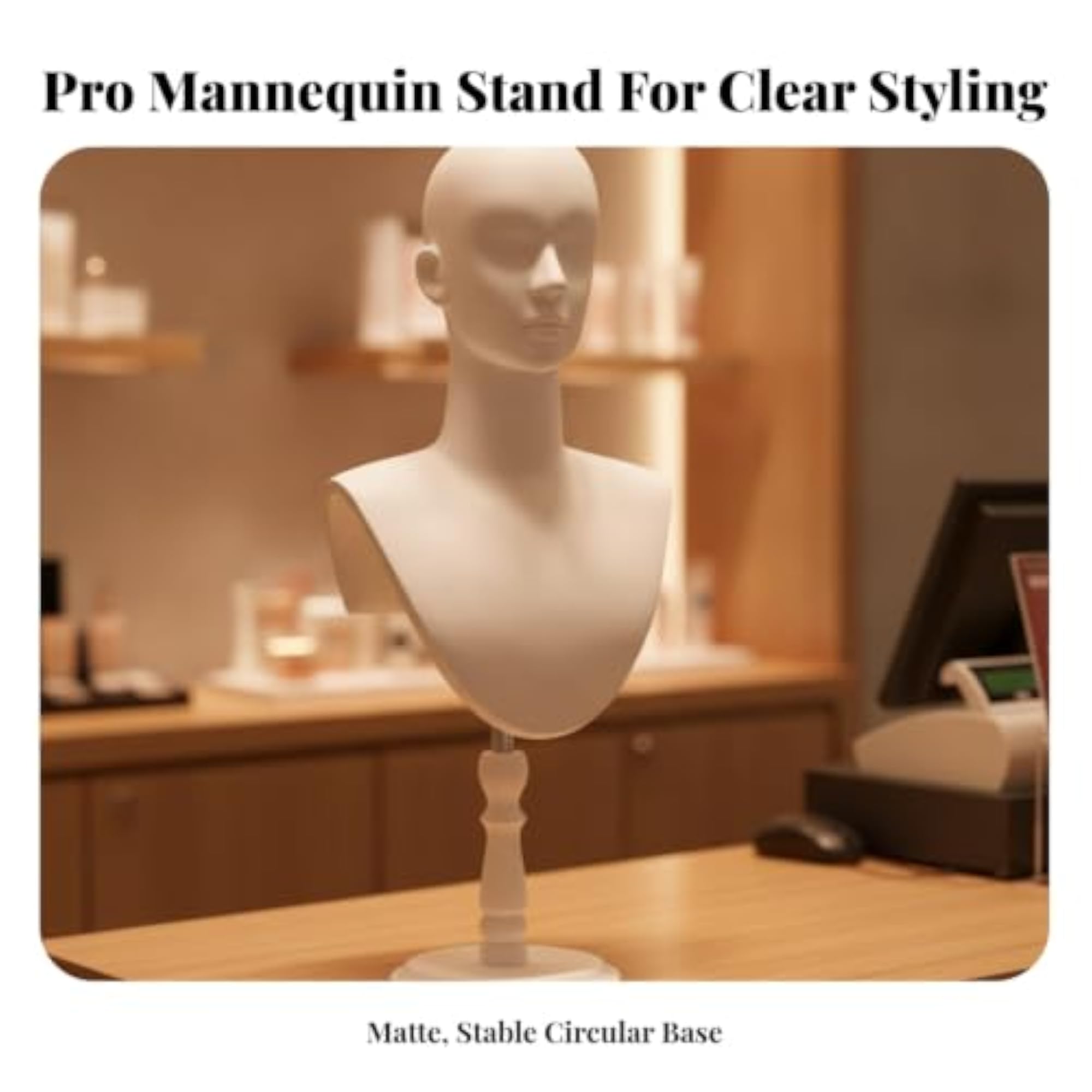Versatile Head with Stand Tabletop Hairpiece Display Stand