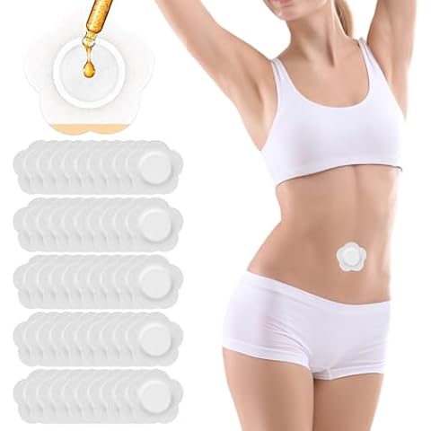 Castor Oil Patches – 50PCS Disposable Organic Cotton Belly Button Patch, Leak-Proof, Self-Adhesive, Hypoallergenic, Easy to Use (White) Cover
