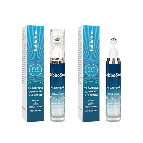 2 Pieces Caffeine Eye Cream, Essence Under Eye Cream, 360° Massage Roller Eye Serum, Suitable For Puffy Eye Bags, Fine Lines And Wrinkles, Dark Circles, And Facial Puffiness