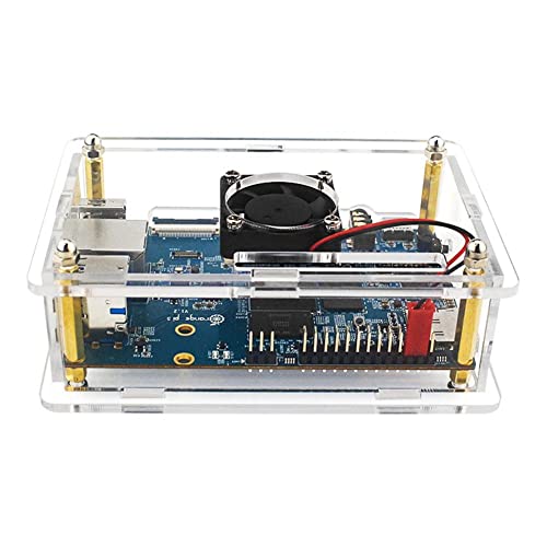 Orange Pi 5 Acrylic Case, Transparent Enclosure Clear Shell,Clear Transparent Acrylic Enclosure Box Protective Shell Cover Cooling Fan For Orange Pi 5-1Pcs #TOP1