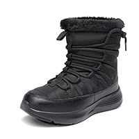 DREAM PAIRS Girls Boys Winter Snow Boots, Slip Resistant Faux Fur Lined, Windproof Warm Slip-On Boots for Kids,Size 3 Big Kid,Black,KKUMSB2507