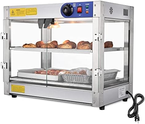 WeChef Commercial Countertop Food Pizza Warmer 2-Tier 24x15x20 inch 750W Pastry Heater Display Case for Buffet Restaurant