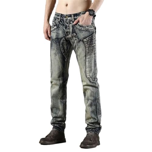 Mens Cowboy Pants Stretch Hip Hop Korean Jeans
