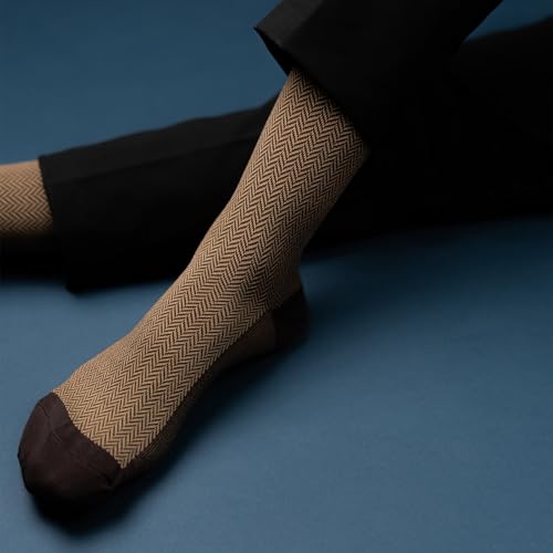 Image of Theater Brown Men's Socks | Mercerised Cotton | Mid Calf Length | Anti-Bacterial | Luxury Office Look | Comfortable & Skin-Friendly