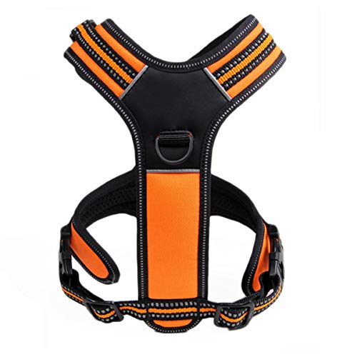 Truelove TLH5551 verhindert Zerren Hundegeschirr mit Griff Weich Gepolstert Pet Hundegeschirr Weste, reflektierendes Material(M, Orange)