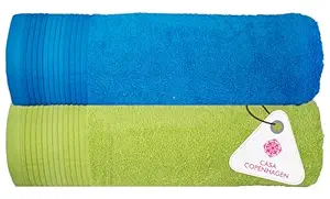 Casa Copenhagen, Germany Design - Pleatz Super Soft Collection 2 Pieces 100% Cotton Large Bath Towel (Size : 70 x 140 cm) - Hawainocean & Lime Green