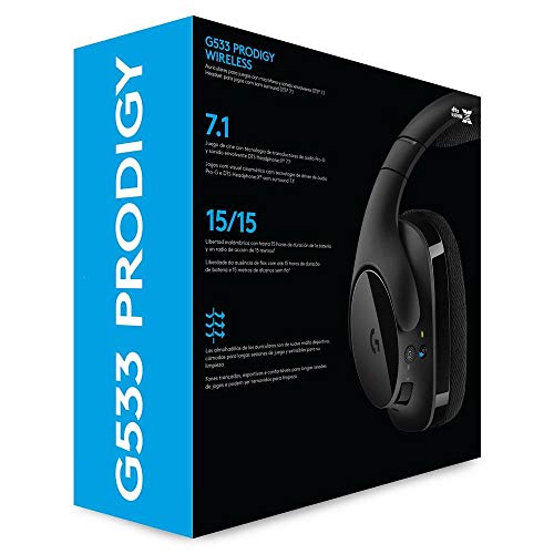 Headset Gamer Sem Fio Logitech G533 7.1 Dolby Surround com Drivers de Áudio Pro-G e Bateria Recarreg
