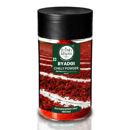 Image of Fresh Roots Naturals Byadgi Red Chilli Powder 150g | 8300 SHU | Lab Tested | single origin Byadgi Dabbi Karnataka | deep red | NABL tested | aflatoxin not detected | mild heat | no sudan dye | lal mirch