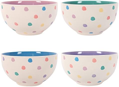MULTI -COLOURED PASTEL POLKA DOT - Cereal Bowl / Fruit Salad Bowl / Desert Bowl - SET of 4