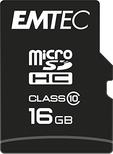 EMTEC, ECMSDM16GHC10CG, Carte microSD 16 Go Classe 10, idéale pour smartphones et caméras, vitesses de lecture jusqu'à 20 MB/s et écriture jusqu'à 12 MB/s, Couleur...