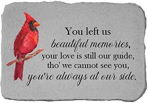 Kay Berry You Left us Beautiful Memories. Fused Glass 15"x10" Memorial Stone with Red Cardinal
