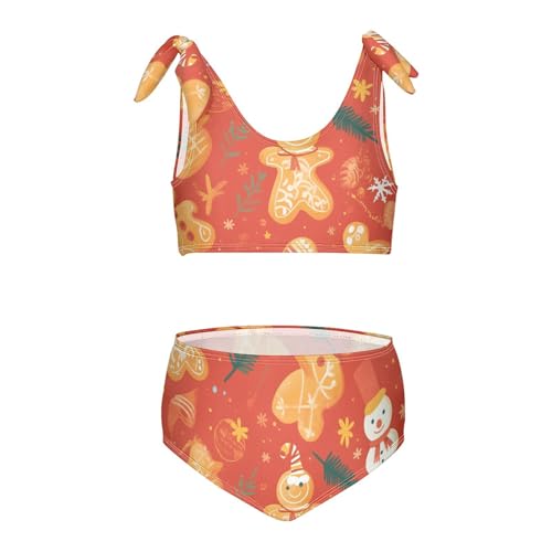 KLL Gingerbread Cookies Girls' 2 Piece Bikini Sets Scoop Neck Beach Swimsuit Bathing Suit