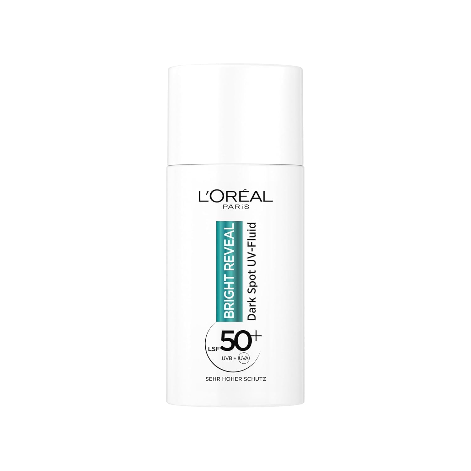 L'Oréal Paris UV Fluid LSF 50 – chroni przed promieniami słonecznymi, zapobiega zmarszczkom i plamom pigmentowym, z witaminą C i E, Bright Reveal UV Fluid, 50 ml