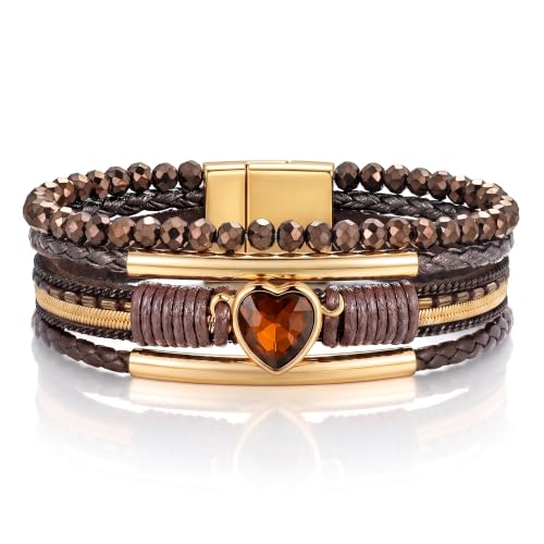 OUTSTHAND Brown Leather Bracelets for Women, Western Jewelry Cowgirl Style - image 1