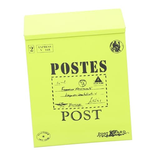 Baluue Cassetta Postale da Parete Vintage in Ferro con Serratura e Design Lettere Inglesi Cassaforte Lettere Decorativa Verde per Casa e Giardino