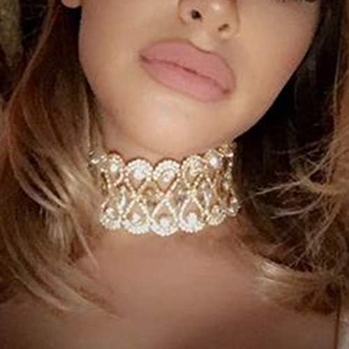 Sethain Boho Rhinestone Choker Necklace Gold Crystal Chain Short Necklaces Jewelry for Women and Girls
