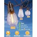 Brightever LED Outdoor String Lights, 60FT Patio Lights with 17 Shatterproof S14 Vintage Edison Bulbs(1 Spare), Outside Hanging Light Waterproof for Porch, Garden, Deck, Backyard, 2700K Dimmable - Image 2
