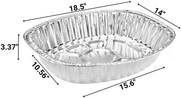 Miniatura 2 de Bandeja de aluminio ovalada extragrande desechable y duradera para el Día de Acción de Gracias, 100% reciclable: perfecto para, hornear y asar: 10