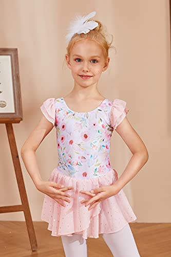 Image of Arshiner Girls Ruffle Sleeve Ballet Dance Dress Tutu Skirted Leotard
