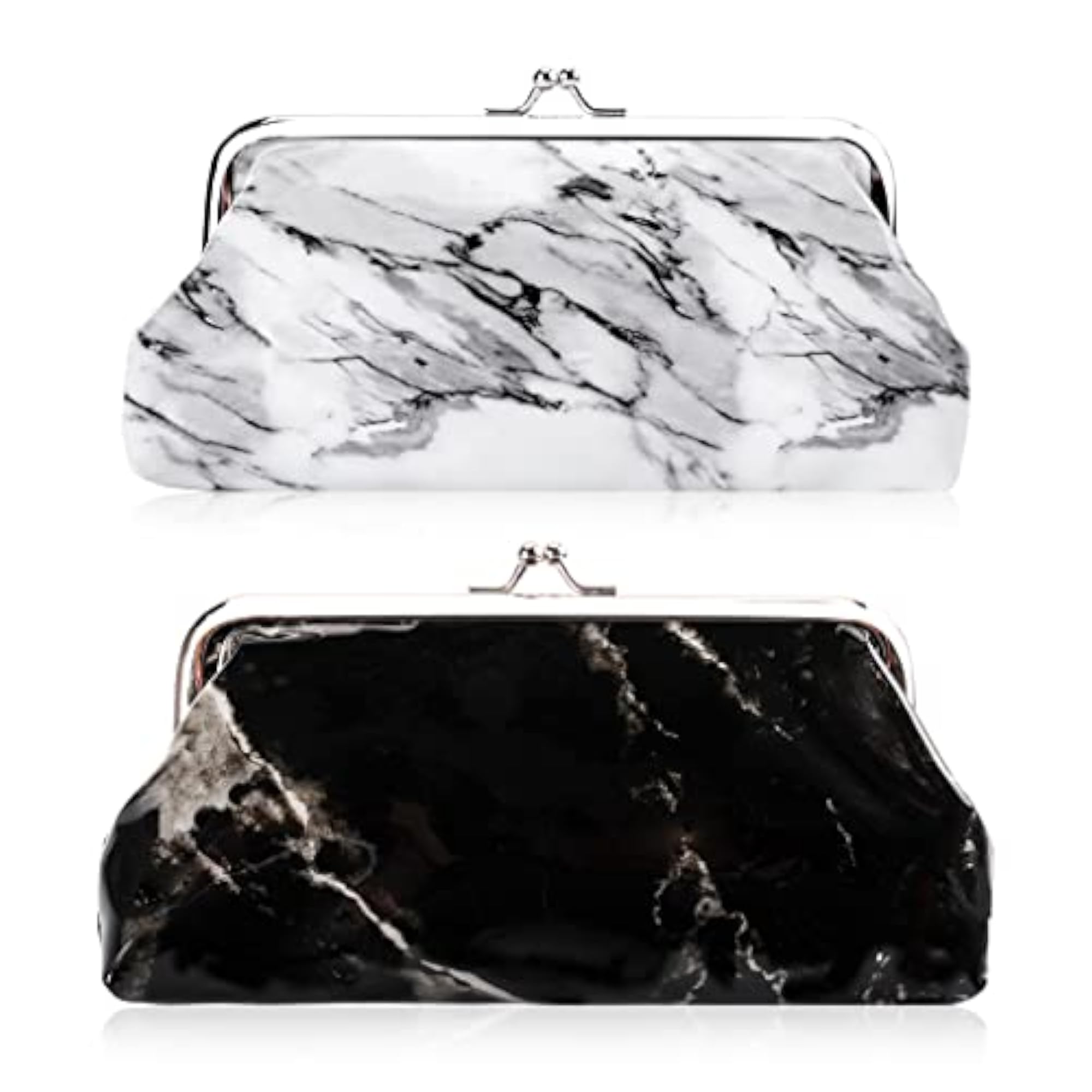 2 Packs Marble Coin Purse Clutch Wallet Kiss Lock Pouch