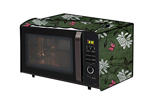 Image of The Furnishing Tree microwave oven cover compatible for IFB 23 Liters Convection 23BC4, Waterproof, Dustproof, Wipeable, Cover Size In CM: (50.8x43.2x35.6), Petals Pattern Green