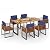 Tangkula 7 Piece Patio Dining Set, Acacia Wood Dining Chair & Table Set, 69” Spacious Tabletop with Umbrella Hole, Heavy-Duty Metal Support, Dining Set for Backyard, Poolside