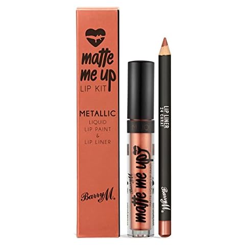 Barry M - Ultra-Long Wearing, Non-drying, Matte Me Up - Metallic Lip Paint and Lip Liner - 24 Karat Cover