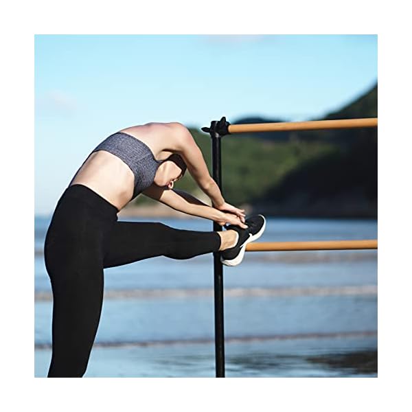 ZELUS Portable Ballet Barre Bar for Home Kids Ballet Bar 5ft Adjustable Freestanding Double Stretching Dance Bar, Barre Exercise Equipment for Women with Heavy-Duty Beechwood 330 lb Capacity (Black)