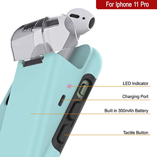 Punkcase Iphone 11 Pro Airpod Charging Case Holder | Slim & Durable 2 In 1 Cover Designed For Iphone 11 Pro (5.8") | Protects Your Phone + Stores & Charges Your Airpods Gen. 1 & 2 [Teal] #TOP2