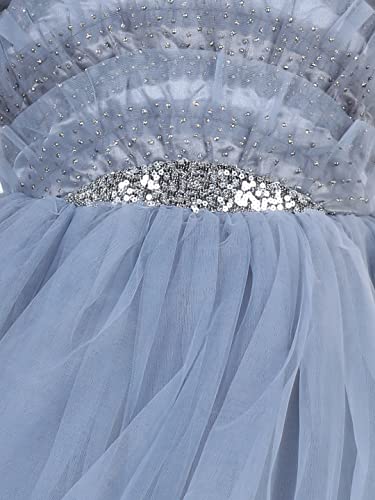 Image of Toy Balloon Kids Grey Emblished Full Length Girls Gown Dress