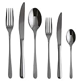 Il set 36 pz è composto da: 6 cucchiai tavola, 6 forchette tavola, 6 coltelli tavola, 6 forchette frutta, 6 coltelli frutta e 6 cucchiaini tè