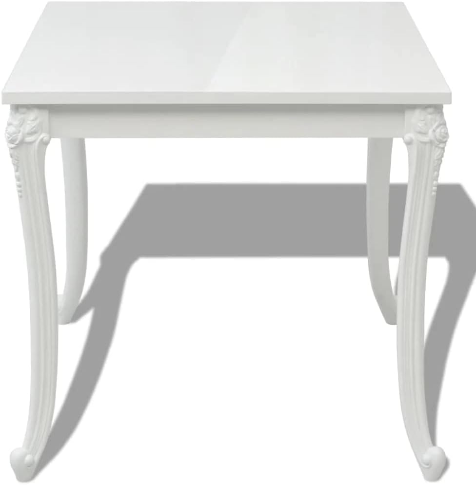 vidaXL Dining Table 45.7" High Gloss White Dinner Table Home Kitchen Desk