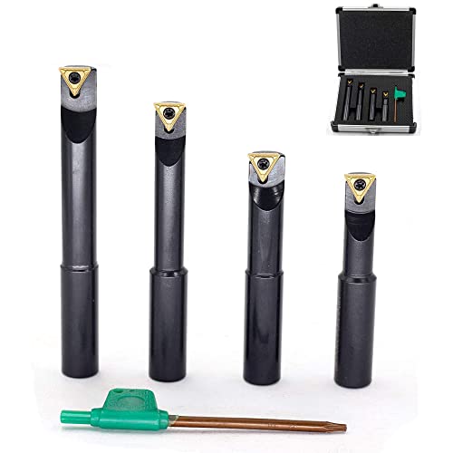 Oscarbide 1/2"Round Shank Boring Bar Set,90 Degree With Indexable Carbide Inserts Tcmt21.51(Tcmt110204),4 Pieces/Set thumb #1